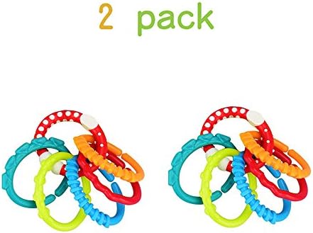 Yoolove Ring O’ Links 2 Pack Rattle Lots of links Baby Teether Toys Rattle Stroller Travel Accessory Set