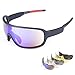 Lorsoul Polarized Sports Sunglasses UV400 With 5 Interchangeable Lenes for Men Women Cycling Running Driving Fishing Golf Baseball Glasses (Black)
