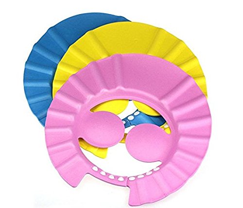 URToys 3pcs Soft Adjustable Shampoo Bath Bathing Shower Cap Hat Wash Hair Shield Hat for Baby Kids Children Hair Cutting protect