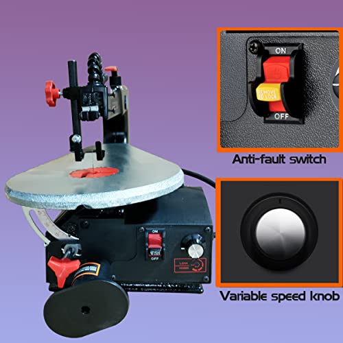 16 Inch Variable Speed Scroll Saw Pin + Pinless Blade With Pedal Switch For Woodworking Table