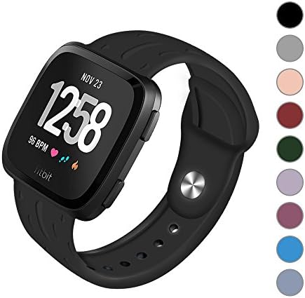 CUZOW for Fitbit Versa Bands, Women Men Soft silicone Sport Strap Replacement Bracelet Wristband for Fitbit Versa Fitness Smartwatch (Black)