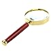SODIAL(R) 20X Gold Tone Metal Frame Rosewood Handle Grip Magnifying Lens Glass 50mm Dia