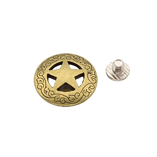 Solid Brass Conchos Flower Leather Craft Rivet Stud Star Punk Screw
