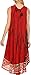 Sakkas 15009 - Alexis Embroidered Long Sleeveless Floral Caftan Dress / Cover Up - Red - OS