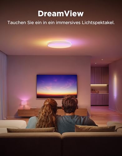 Govee Deckenlampe RGBIC 48,5W, Smart Led Deckenleuchte 4300lm Kompatibel mit Matter, Alexa & Google Assistant, Deckenlampe Led Ø38cm Lamp Dimmbar mit Hintergrundbeleuchtung für Wohnzimmer Schlafzimmer