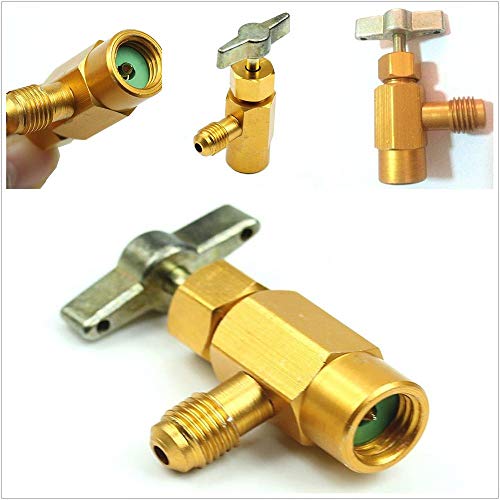 YOUNGFLY Car Air Conditioning R134a A/C Refrigerant Self-Piercing Can Tap Valve Bottle Opener Adapter 1/4 Flare Port - Thumbnail 2