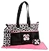 Disney Girls Minnie Mouse Multi Pc Diaper Bag Set, Geo Minnie Print, Large, Black