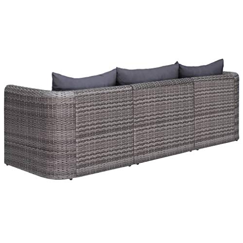 vidaXL 2X Garten Ecksofa 2-Sitzer Gartensofa Lounge Sofa Sessel Gartensessel Gartenmöbel Sitzgruppe Sitzgarnitur Gartenset Gartengarnitur Poly Rattan Grau – Bild 6
