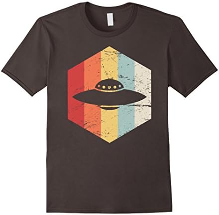 Mens Retro Alien UFO T-Shirt Medium Asphalt