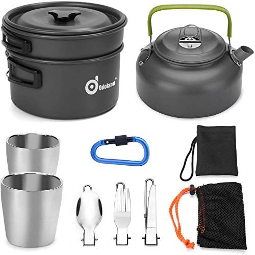 Odoland Camping Cookware Mess Kit 