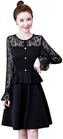 Amazon Co Jp レディース 長袖 Aラインレースワンピース レース ひざ丈 シースルー きれいめ フォーマル 黒 L Ll 3l 4l 5l 6l 大きいサイズ 服 ファッション小物