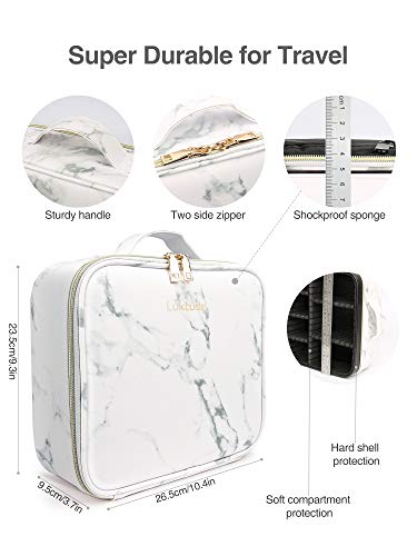 Luxtude Travel Makeup Bag Makeup Case Cosmetic bag, 2-Layer 10.4” Large PU Leather Make up bag Portable Professional Makeup Train Case Cosmetic Artist Storage Organizer with Dividers for Women, Marble 5 Luxtude Travel Makeup Bag Makeup Case Cosmetic bag, 2-Layer 10.4” Large PU Leather Make up bag Portable Professional Makeup Train Case Cosmetic Artist Storage Organizer with Dividers for Women, Marble