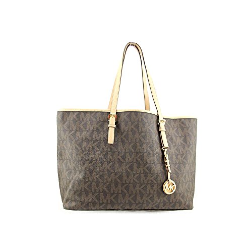 MICHAEL Michael Kors Jet Set Travel Stripe Medium Travel Tote (Citrus/White)