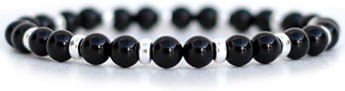 Spirit Connexions™ Black Onyx & Sterling Silver Bracelet Grade-A Semi-Precious Gemstone Beads