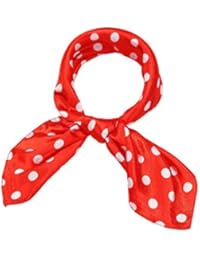 Satinior Chiffon Scarf Square Handkerchief Satin Ribbon Scarf for Women Girls Ladies, 23.6 by 23.6 Inch (Red with White Spots)