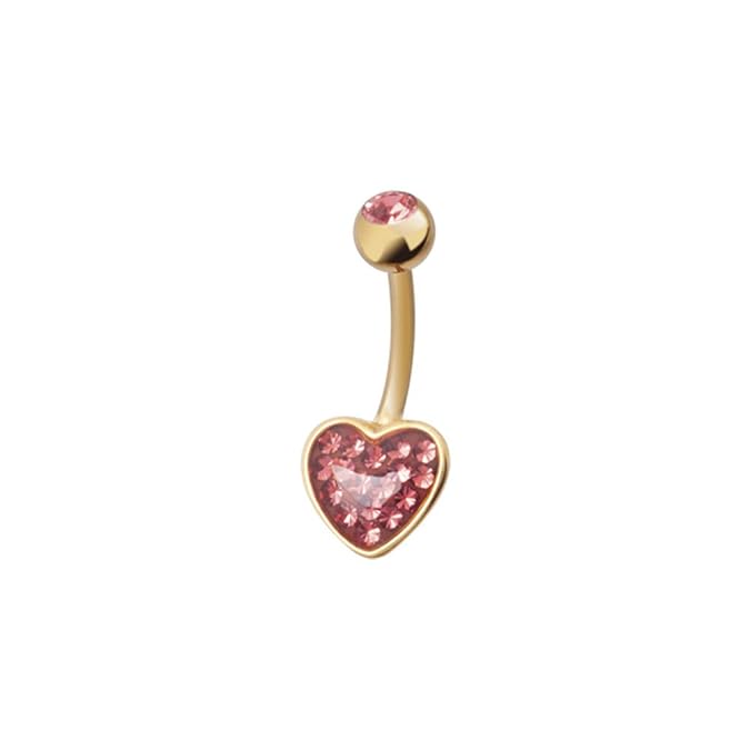 Karisma Hochwertige Bauchnabel Piercing Herz Gold Edelstahl 316L Sealed mit Swarovski Elements