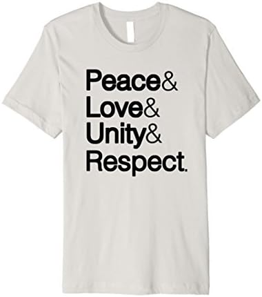 Mens Peace Love Unity Respect PLUR Ampersand Helvetica Tshirt Small Silver