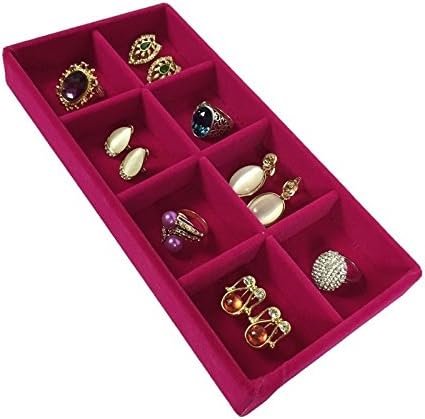 3pcs Rose Red Velvet Jewelry Display Tray Ring Fit Earrings,ring,accessories Ect. velvet Necklace Bracelet