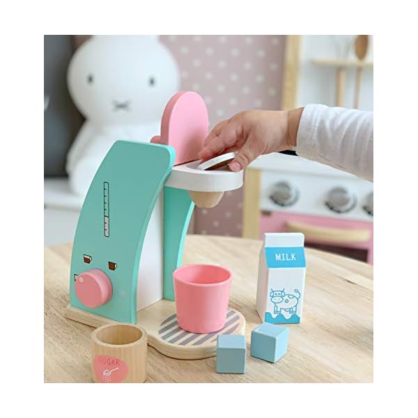 Tiny Land Kinderküche Brew & Serve Kaffeemaschinen-Set aus Holz - Spielen Sie Küchenzubehör, ermutigen Sie… – Bild 3