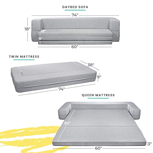 Milliard Daybed Sofa Couch Bed Queen to Twin Folding Mattress (Queen