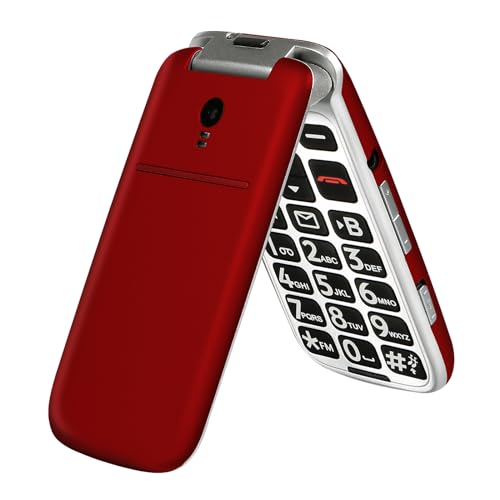 artfone 4G Volte Flip Phones Unlocked for Seniors?Big Buttons Cell Phone for Elderly & Kids?Clear Sound?SOS Button?Talking Clock?Speed Dial?Charging Dock?Camera?Talking Numbers?USB-C,T-Mobile - G3 Red