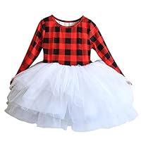 Eforstore Baby Girls Wedding Baptism Ball Gown Cotton Plaid Embroidery Tutu Lace Dress with Headwear Red