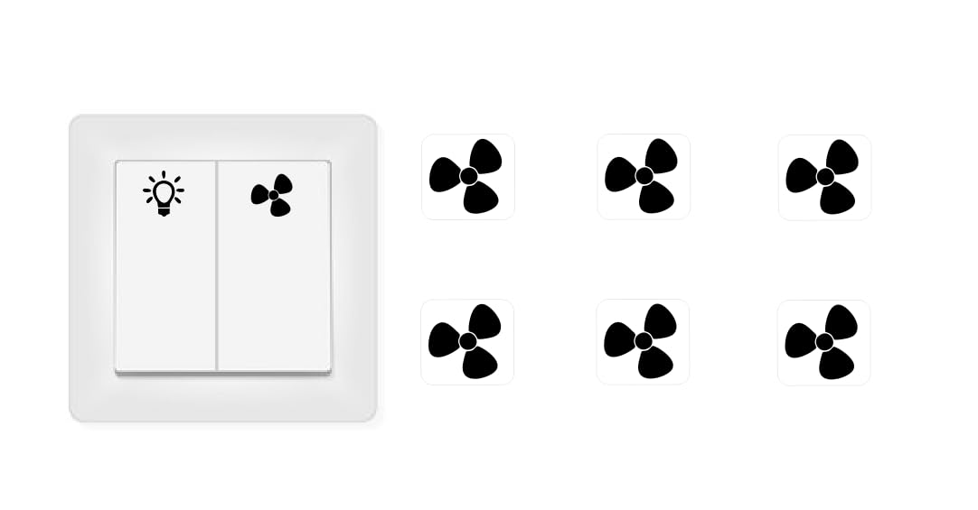 Switch Sticker Set of 6 Fan Stickers Also Suitable for Smart Home (RP51) (14 mm)