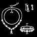 EleQueen Women's Silver-Tone Cubic Zirconia Teardrop Flower Bridal V-Necklace Jewelry Set Dangle Earrings