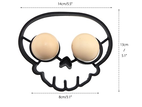 Cool Silicone Fried Egg Ring Mold Black Skull Shape Egg Shaper Set of 2 for Cooking