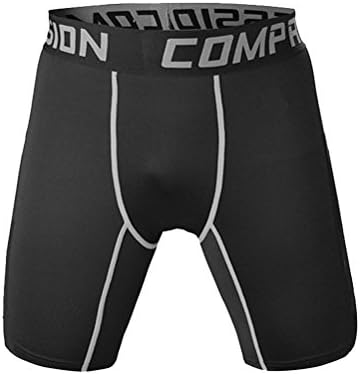 High elastic mens casual plain color black compression short tight