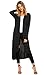 SimpleFun Women's Fall Winter Long Sleeve Waterfall Open Front Long Plus Size Cardigan (XXL, Black)