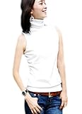 Women's Cotton Basic Ribbed High Collar Sleeveless Tank Tops