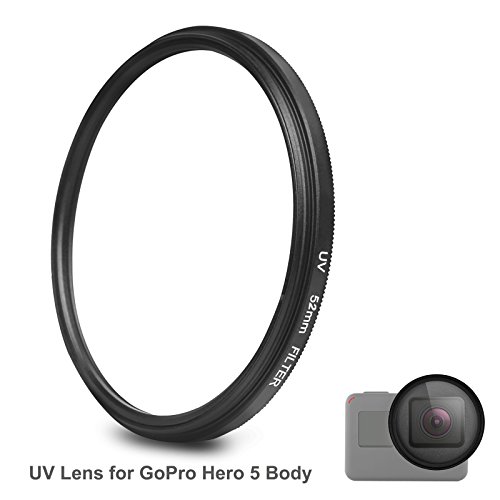 D&F 52mm Professional UV Lens Filter with Lens Cover and Adapter for GoPro Hero 7 Black/Hero 5 / Hero 6 /HERO(2018) Camera Body