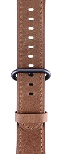 Compatible Iwatch Band 38mm 40mm - PEAK ZHANG Women Genuine Leather Replacement Strap with Space Grey Adapter and Buckle Compatible Series 4 (40mm) Series 3/2 /1 (38mm) Sport Edition, Caramel