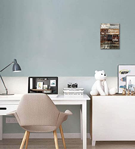 NEW BEGINNING BE COURAGEOUS INSPIRATIONAL Office Wall Art Quote Women Themed Wall Decor Motivational Canvas Prints Framed Wall Art for Bathrooms Motivational Modern Office Decor Canvas Art Wall Decor