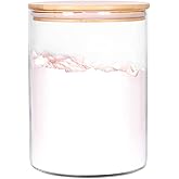 CZFWin Glass Flour Container with Airtight Bamboo Lid, Large Glass Food Jar with Wooden Lid for Storage Flour, Sugar, Cookies, Rice, Coffee Beans and etc (3L)