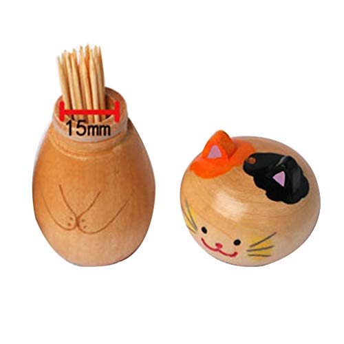 JDgoods Cartoon Animal Shape Toothpick Dispenser, Japanese-style Wooden Toothpick Dispenser Funny Portable Toothpick Holder (D) - Thumbnail 4