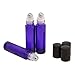 Mavogel 10ml(1/3oz) Glass Roll on Bottles- Set of 6 for Essential Oil - Empty Aromatherapy Essential Oils, Perfume Bottles - Refillable Slim with Metal Ball and Black Plastic Lid, Violet Colored (Purple)