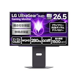 LG 有機EL ゲーミング モニター 27GX700A-B 26.5インチ/WQHD@280Hz/タンデムOLED/0.03ms/HDR TB500