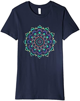 Womens MANDALA Flower Yoga T-shirt Small Navy