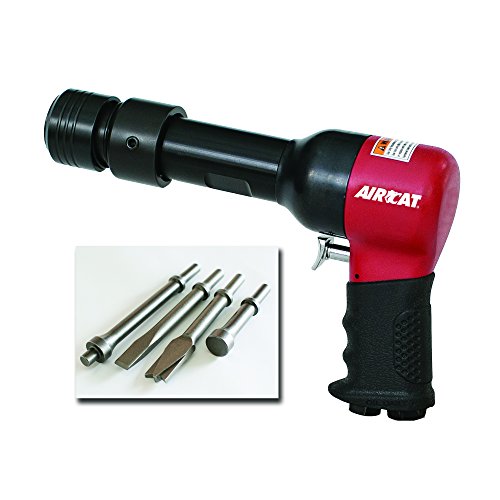 AIRCAT 5300-A .498 Shank Opening Air Hammer Kit with 4 Chisels, Medium, Red & Black