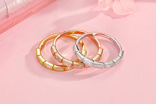 YJLEEX Half Eternity Bands 925 Silver Ring Comfort Fit Size 7