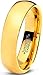 Tungsten Wedding Band Ring 5mm for Men Women Comfort Fit 18K Yellow Gold Plated Plated Domed Polished