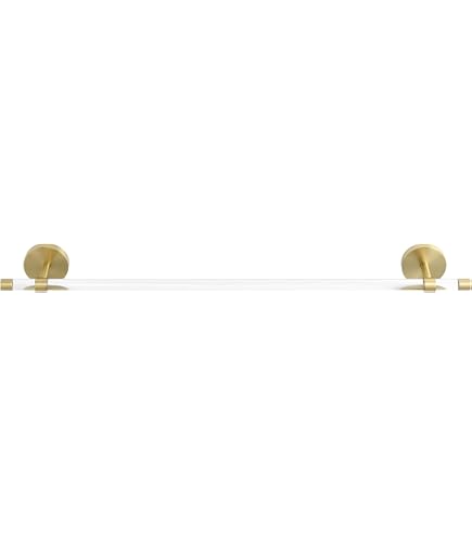 SHUNLI Acrylic Gold Towel Bar – 16 Inch Wall Mounted Towel Rack, Bathroom Accessory, Clear & Gold