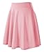 Urban CoCo Women's Basic Midi Skirt Versatile Stretchy Flared Casual High Waisted Skirt(Small, Pink-Long)