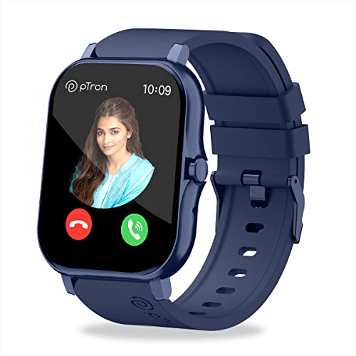 Newly Launched pTron Force X10 Bluetooth Calling Smartwatch with 1.7" Full Touch Color Display, Real Heart Rate Monitor, SpO2, Watch Faces, 5 Days Runtime, Fitness Trackers & IP68 Waterproof (Blue)