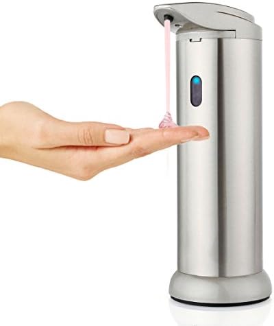 Soap Dispenser, Touchless Stainless Steel Automatic Soap Dispenser with Sensor Fingerprint Resistant and Waterproof Base for Kitchen Bathroom Sanitizer Shampoo
