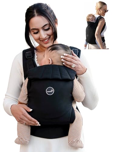 Physiological and Ergonomic Baby Carrier for Newborns to Toddlers (3-20 kg/0-24 Months), Quick Release Buckle, Easy Fit with Headrest, Lightweight and Comfortable (Black)