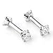 Zysta Small Rhinestone Clear Cubic Zirconia Barbell Earring Studs Mini Cute Tragus Helix Cartilage Ear Lobe Nose Piercing Straight Bar 16G Screw on Stainless Steel