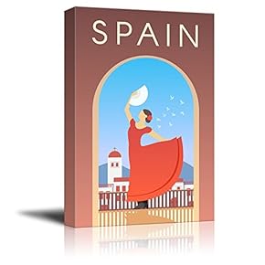 Canvas Wall Art - Spain Travel Illustration Canvas Art - Giclee Print Gallery Wrap Modern Home Art Ready to Hang - 12x18 inches